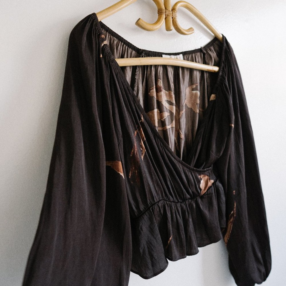 Pookie & Sebastian  Brown Shirt with floral print